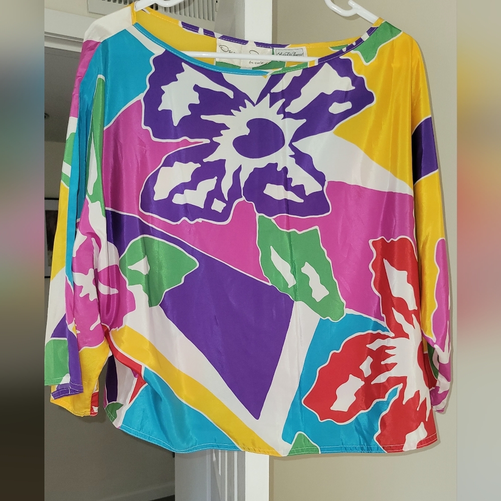 Oscar de la Renta Multicolor Floral Print Set- Vintage